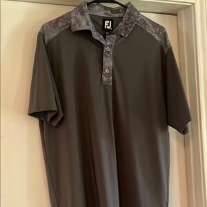FootJoy Gray Polo Shirt with Textured Shoulders